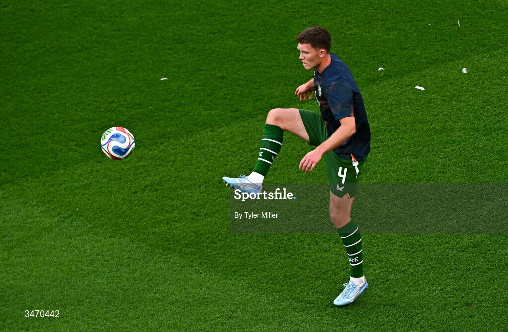 28 May 2026; Dara O'Shea of Republic of Ireland before the international friendly match between Republic of Ireland and Qatar at the Aviva Stadium in Dublin. Photo by Tyler Miller/Sportsfile