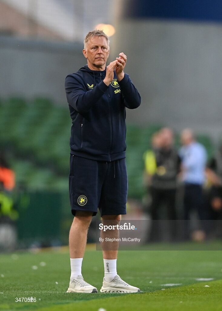 28 May 2026; Republic of Ireland head coach Heimir Hallgrimsson during the international friendly match between Republic of Ireland and Qatar at the Aviva Stadium in Dublin. Photo by Stephen McCarthy/Sportsfile