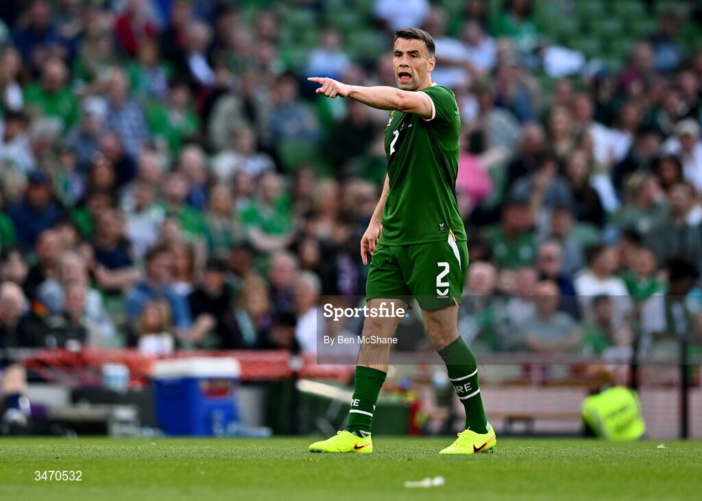28 May 2026; Seamus Coleman of Republic of Ireland during the international friendly match between Republic of Ireland and Qatar at the Aviva Stadium in Dublin. Photo by Ben McShane/Sportsfile
