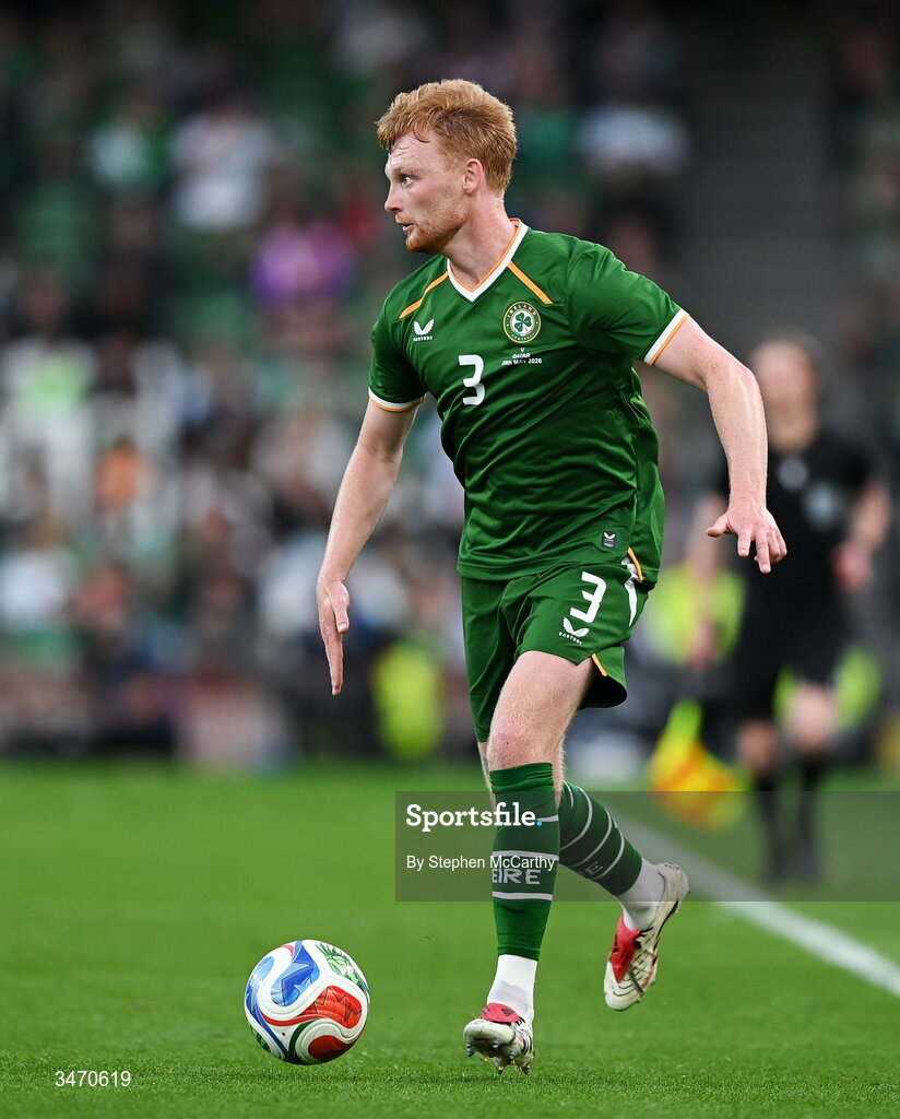 28 May 2026; Liam Scales of Republic of Ireland during the international friendly match between Republic of Ireland and Qatar at the Aviva Stadium in Dublin. Photo by Stephen McCarthy/Sportsfile