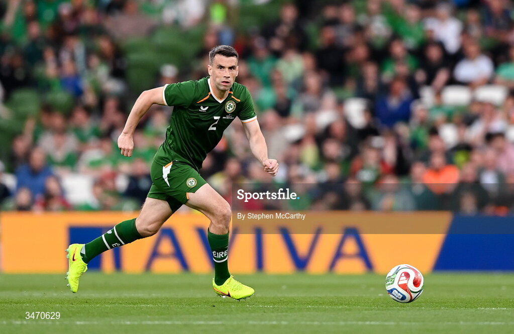 28 May 2026; Seamus Coleman of Republic of Ireland during the international friendly match between Republic of Ireland and Qatar at the Aviva Stadium in Dublin. Photo by Stephen McCarthy/Sportsfile