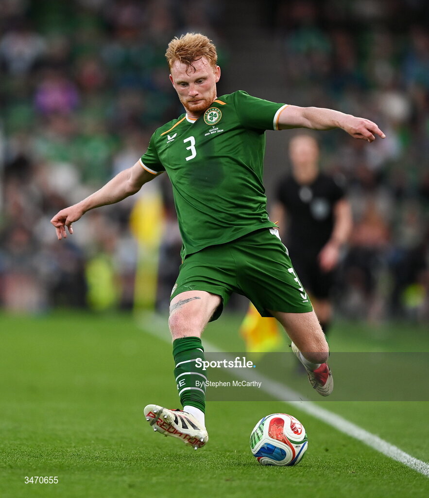 28 May 2026; Liam Scales of Republic of Ireland during the international friendly match between Republic of Ireland and Qatar at the Aviva Stadium in Dublin. Photo by Stephen McCarthy/Sportsfile