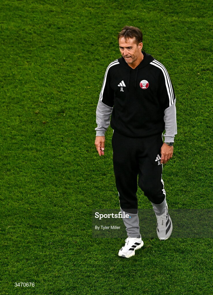 28 May 2026; Qatar head coach Julen Lopetegui after the international friendly match between Republic of Ireland and Qatar at the Aviva Stadium in Dublin. Photo by Tyler Miller/Sportsfile