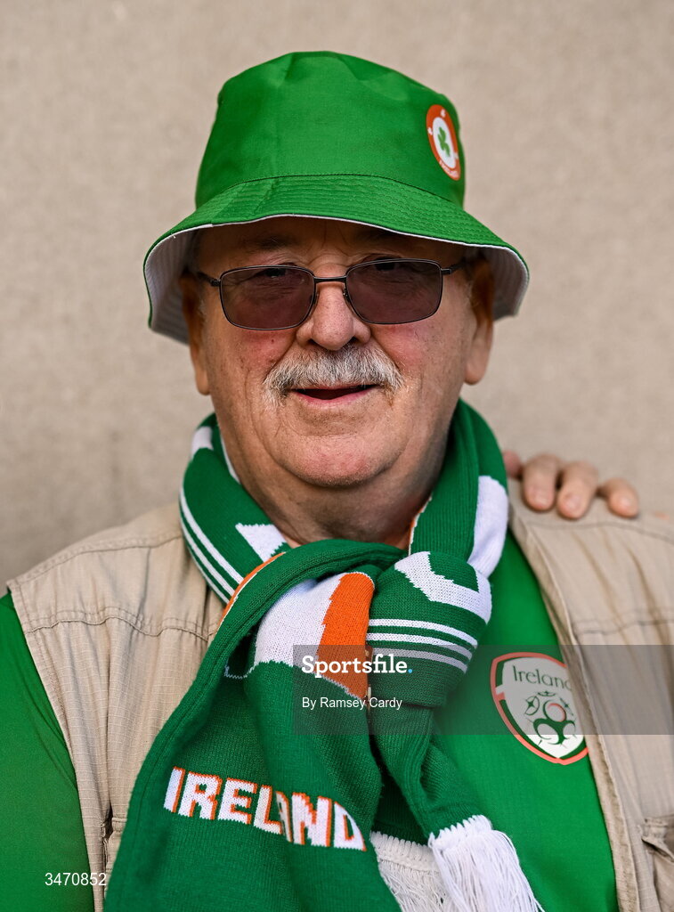28 May 2026; Republic of Ireland supporters Richard McKervey before international friendly match between Republic of Ireland and Qatar at the Aviva Stadium in Dublin. Photo by Ramsey Cardy/Sportsfile