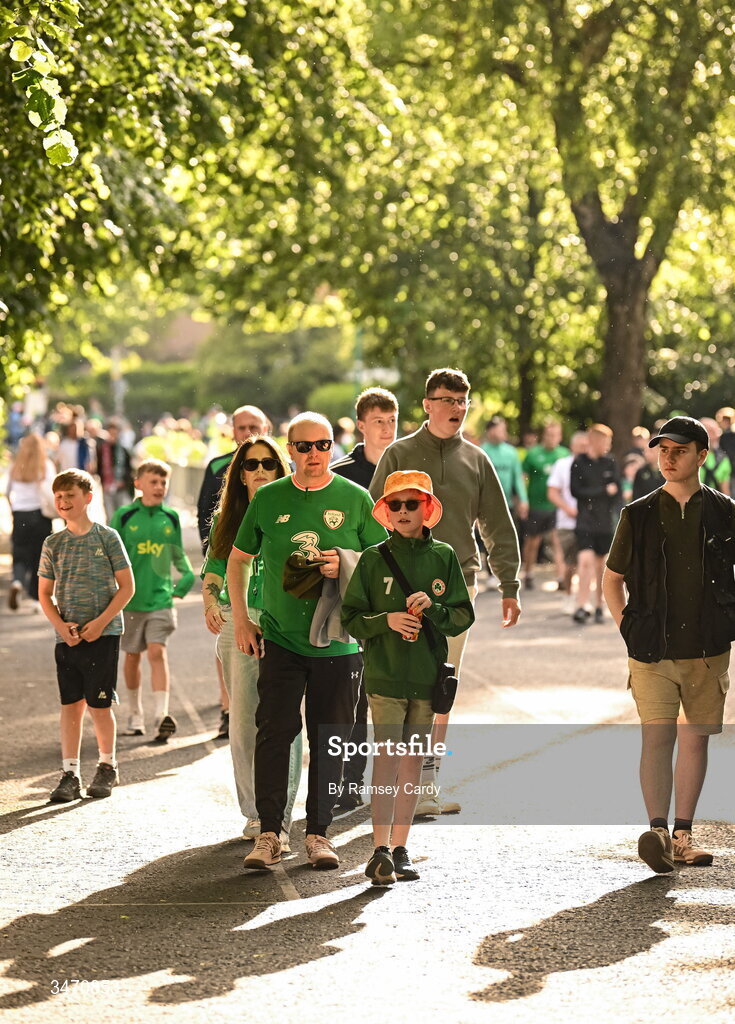 28 May 2026; Republic of Ireland supporters before the international friendly match between Republic of Ireland and Qatar at the Aviva Stadium in Dublin. Photo by Ramsey Cardy/Sportsfile