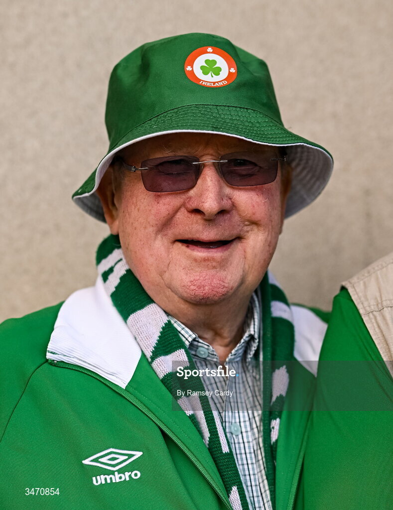28 May 2026; Republic of Ireland supporter Jack McKervey before international friendly match between Republic of Ireland and Qatar at the Aviva Stadium in Dublin. Photo by Ramsey Cardy/Sportsfile
