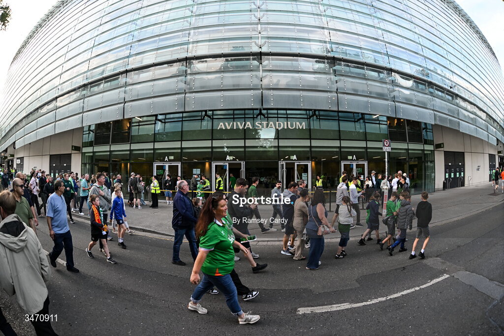 28 May 2026; A general view of supporters outside the Aviva Stadium before the international friendly match between Republic of Ireland and Qatar at the Aviva Stadium in Dublin. Photo by Ramsey Cardy/Sportsfile