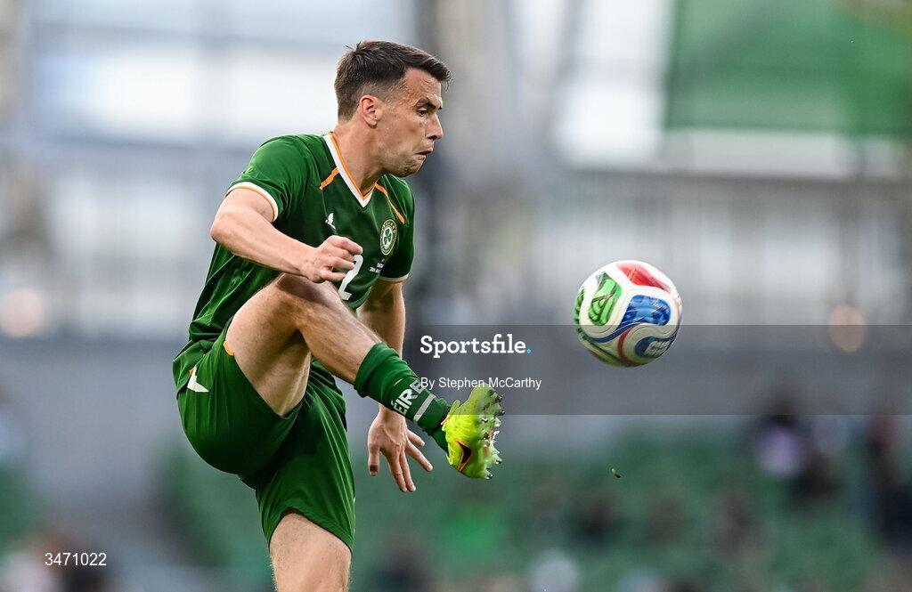 28 May 2026; Seamus Coleman of Republic of Ireland during the international friendly match between Republic of Ireland and Qatar at the Aviva Stadium in Dublin. Photo by Stephen McCarthy/Sportsfile