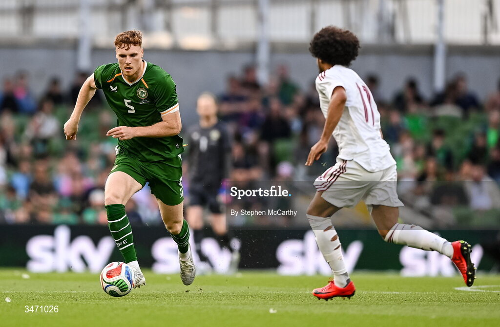 28 May 2026; Jake O'Brien of Republic of Ireland during the international friendly match between Republic of Ireland and Qatar at the Aviva Stadium in Dublin. Photo by Stephen McCarthy/Sportsfile