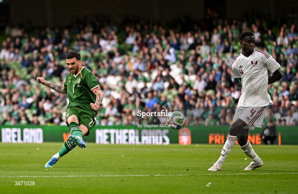 28 May 2026; Troy Parrott of Republic of Ireland during the international friendly match between Republic of Ireland and Qatar at the Aviva Stadium in Dublin. Photo by Stephen McCarthy/Sportsfile
