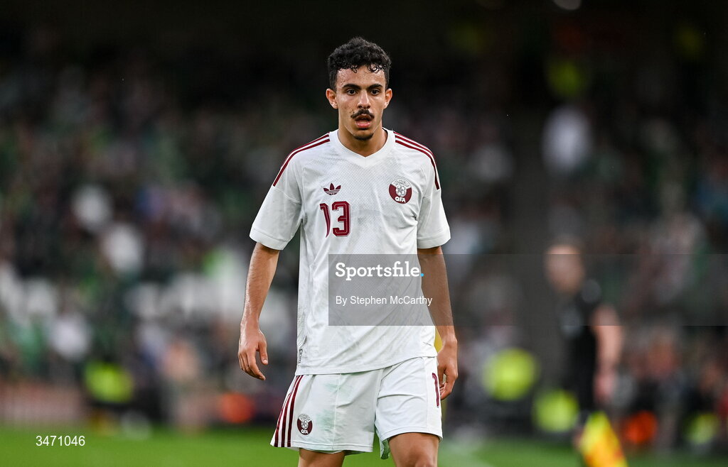 28 May 2026; Ayoub Al-Oui of Qatar during the international friendly match between Republic of Ireland and Qatar at the Aviva Stadium in Dublin. Photo by Stephen McCarthy/Sportsfile