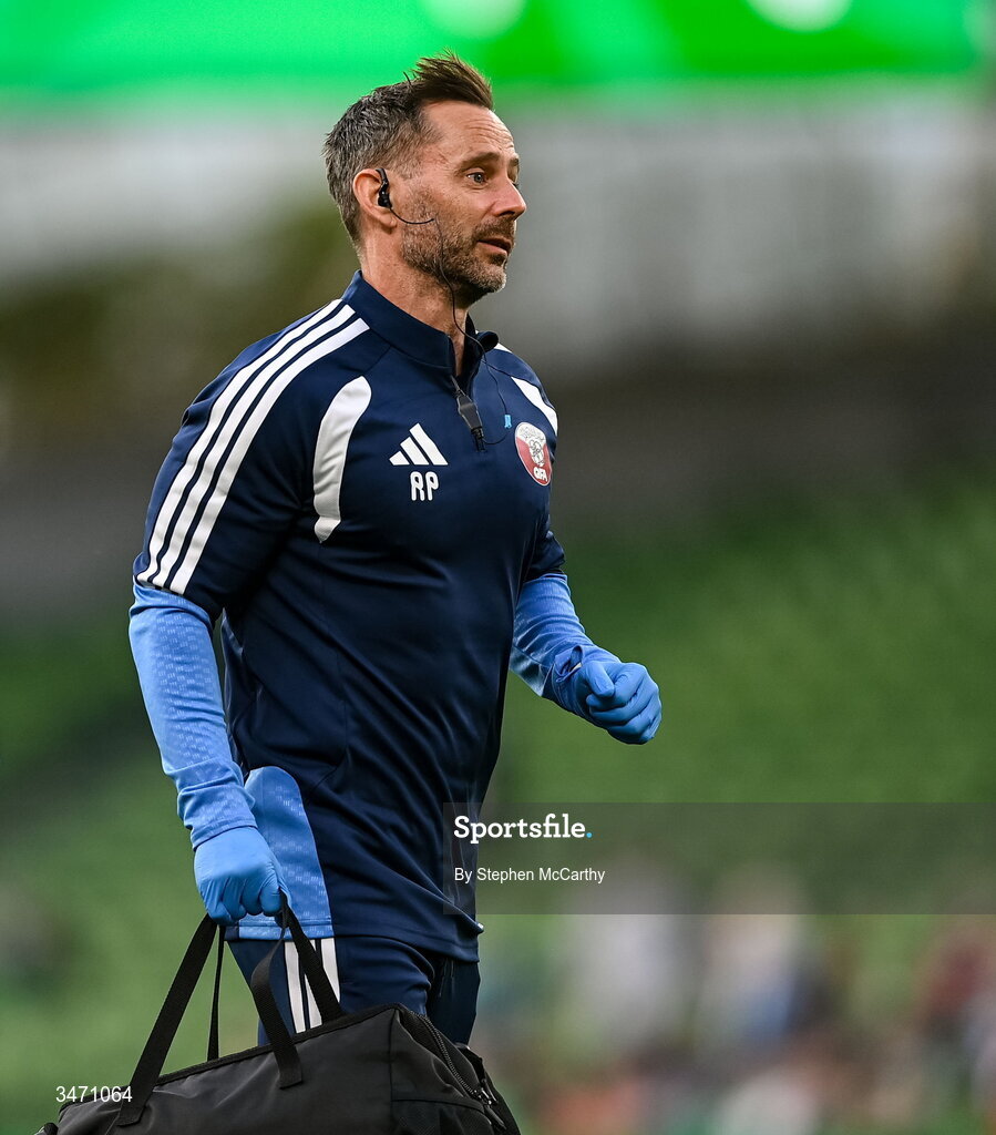 28 May 2026; Qatar physiotherapist Richie Partridge during the international friendly match between Republic of Ireland and Qatar at the Aviva Stadium in Dublin. Photo by Stephen McCarthy/Sportsfile