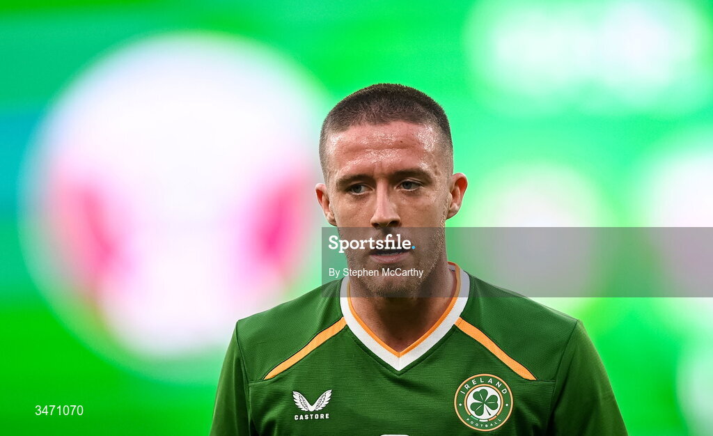 28 May 2026; Jack Moylan of Republic of Ireland during the international friendly match between Republic of Ireland and Qatar at the Aviva Stadium in Dublin. Photo by Stephen McCarthy/Sportsfile