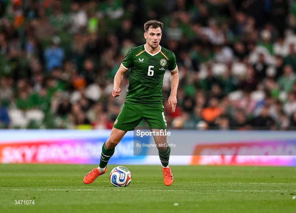 28 May 2026; Jayson Molumby of Republic of Ireland during the international friendly match between Republic of Ireland and Qatar at the Aviva Stadium in Dublin. Photo by Stephen McCarthy/Sportsfile