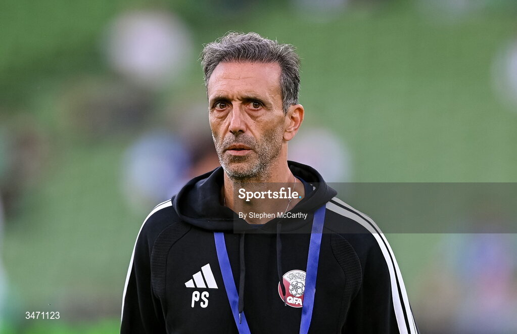 28 May 2026; Qatar assistant coach Pablo Sanz before the international friendly match between Republic of Ireland and Qatar at the Aviva Stadium in Dublin. Photo by Stephen McCarthy/Sportsfile