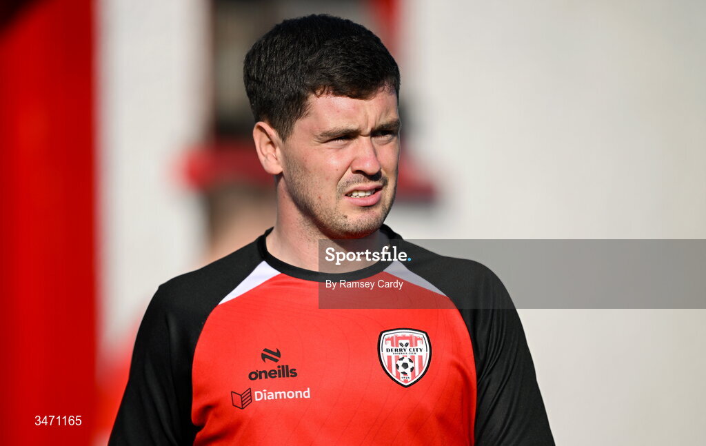 25 May 2026; Derry City goalkeeper Brian Maher before the SSE Airtricity Men’s Premier Division match between Derry City and Shelbourne at Find Insurance Celtic Park in Derry. Photo by Ramsey Cardy/Sportsfile