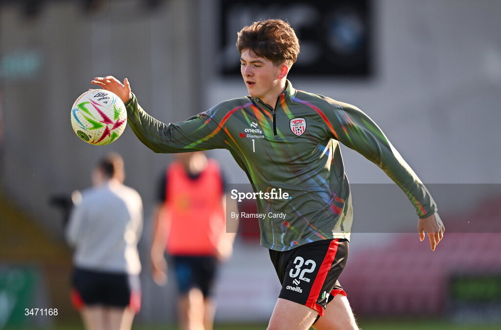 25 May 2026; Terence Doherty of Derry City before the SSE Airtricity Men’s Premier Division match between Derry City and Shelbourne at Find Insurance Celtic Park in Derry. Photo by Ramsey Cardy/Sportsfile