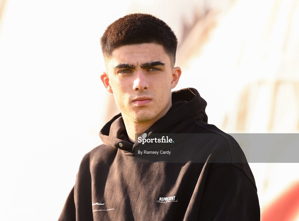 25 May 2026; Alfie Friars of Derby County before the SSE Airtricity Men’s Premier Division match between Derry City and Shelbourne at Find Insurance Celtic Park in Derry. Photo by Ramsey Cardy/Sportsfile