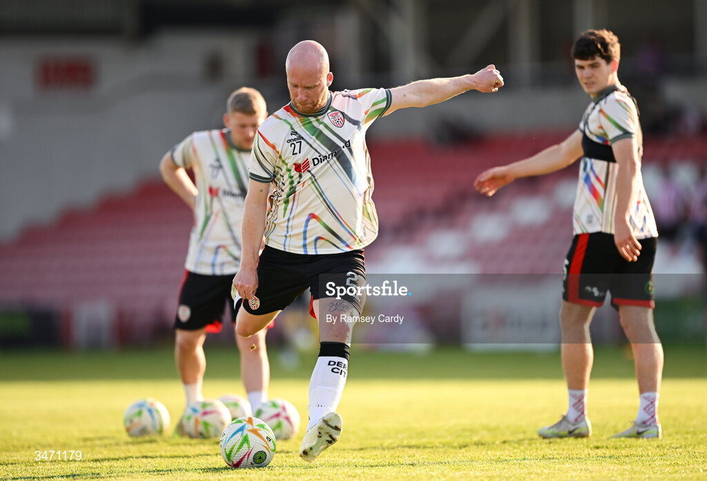 25 May 2026; Liam Boyce of Derry City before the SSE Airtricity Men’s Premier Division match between Derry City and Shelbourne at Find Insurance Celtic Park in Derry. Photo by Ramsey Cardy/Sportsfile