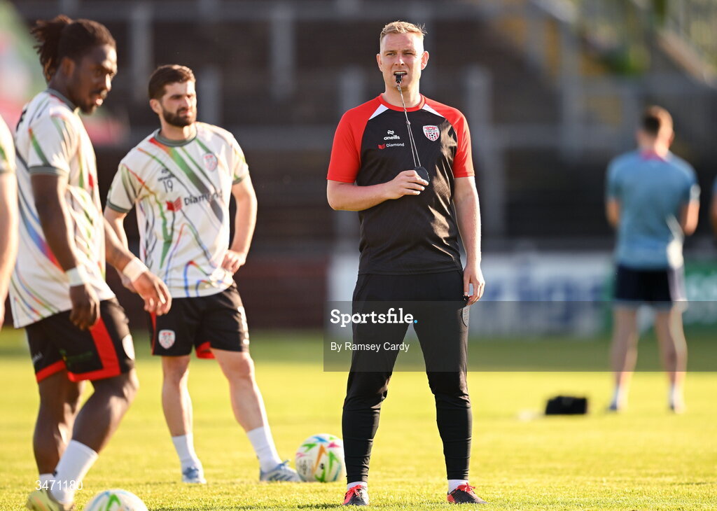 25 May 2026; Derry City first team coach Andy Mitchell before the SSE Airtricity Men’s Premier Division match between Derry City and Shelbourne at Find Insurance Celtic Park in Derry. Photo by Ramsey Cardy/Sportsfile