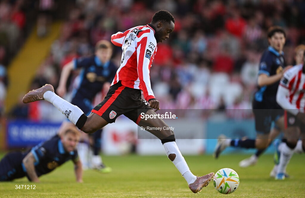 25 May 2026; James Olayinka of Derry City during the SSE Airtricity Men’s Premier Division match between Derry City and Shelbourne at Find Insurance Celtic Park in Derry. Photo by Ramsey Cardy/Sportsfile