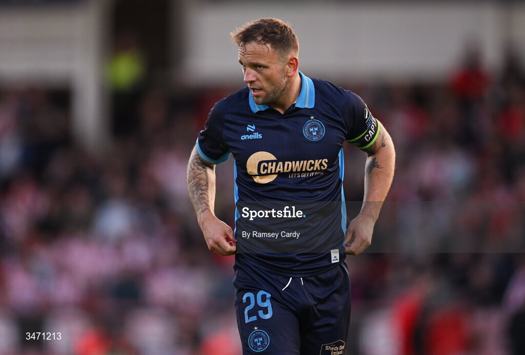 25 May 2026; Paddy Barrett of Shelbourne during the SSE Airtricity Men’s Premier Division match between Derry City and Shelbourne at Find Insurance Celtic Park in Derry. Photo by Ramsey Cardy/Sportsfile
