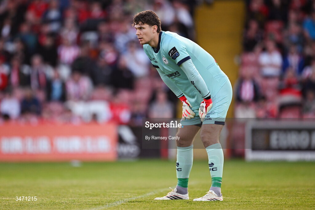 25 May 2026; Shelbourne goalkeeper Wessel Speel during the SSE Airtricity Men’s Premier Division match between Derry City and Shelbourne at Find Insurance Celtic Park in Derry. Photo by Ramsey Cardy/Sportsfile
