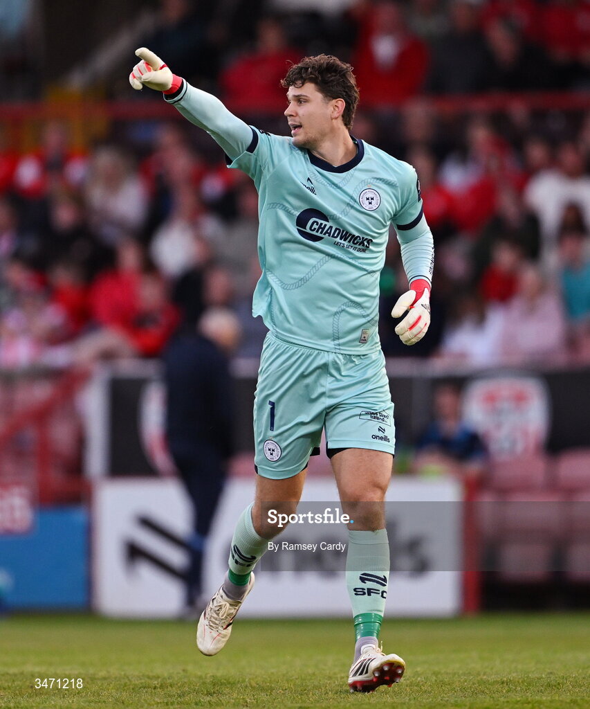 25 May 2026; Shelbourne goalkeeper Wessel Speel during the SSE Airtricity Men’s Premier Division match between Derry City and Shelbourne at Find Insurance Celtic Park in Derry. Photo by Ramsey Cardy/Sportsfile