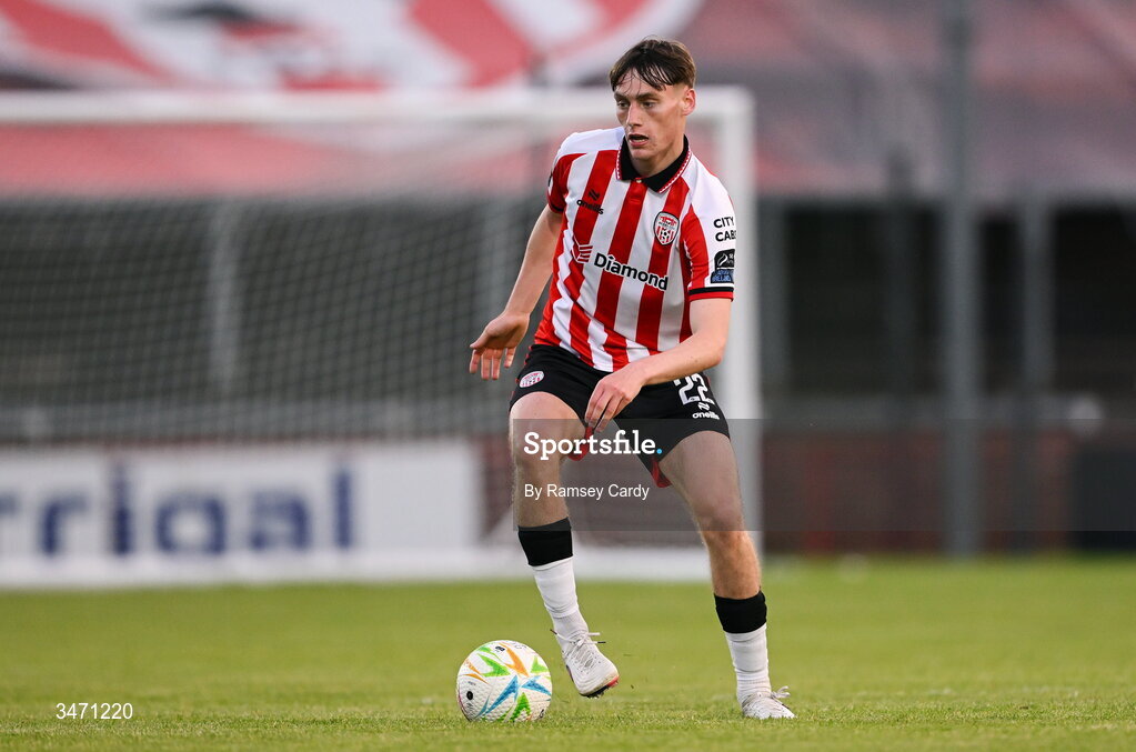 25 May 2026; Conor Barr of Derry City during the SSE Airtricity Men’s Premier Division match between Derry City and Shelbourne at Find Insurance Celtic Park in Derry. Photo by Ramsey Cardy/Sportsfile