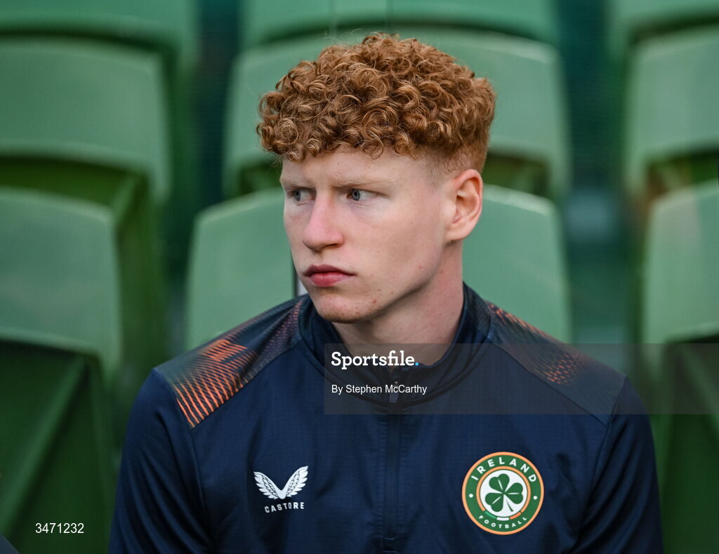 28 May 2026; Adam Brennan before the international friendly match between Republic of Ireland and Qatar at the Aviva Stadium in Dublin. Photo by Stephen McCarthy/Sportsfile