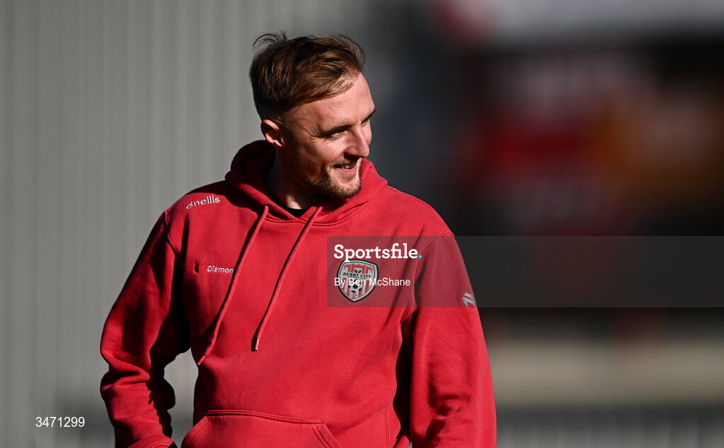29 May 2026; Carl Winchester of Derry City before the SSE Airtricity Men’s Premier Division match between Dundalk and Derry City at Oriel Park in Dundalk, Louth. Photo by Ben McShane/Sportsfile
