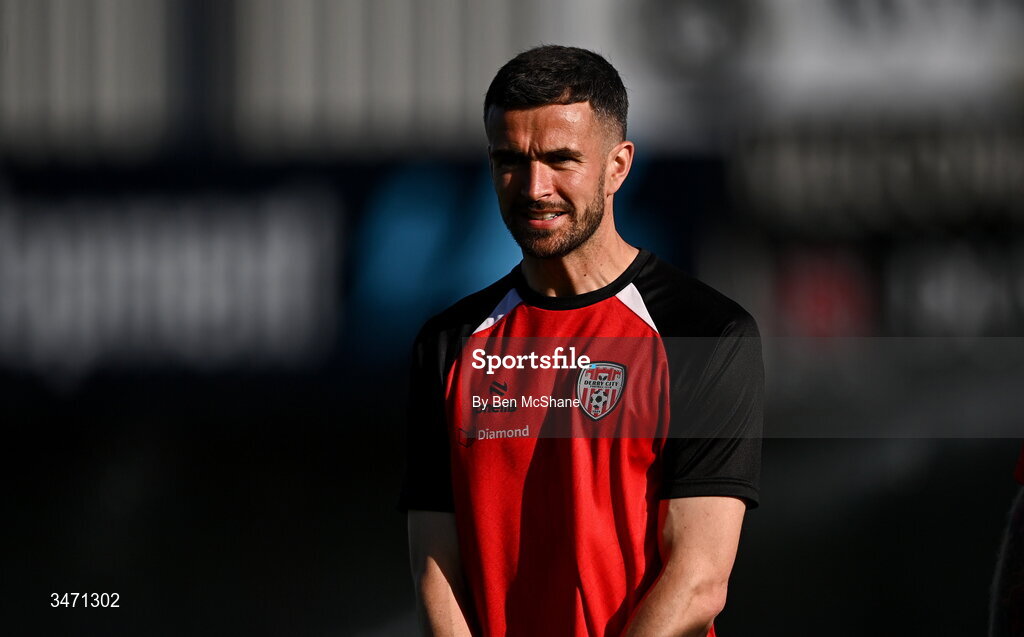 29 May 2026; Michael Duffy of Derry City before the SSE Airtricity Men’s Premier Division match between Dundalk and Derry City at Oriel Park in Dundalk, Louth. Photo by Ben McShane/Sportsfile