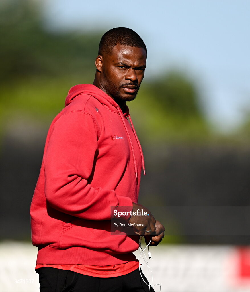 29 May 2026; Dipo Akinyemi of Derry City before the SSE Airtricity Men’s Premier Division match between Dundalk and Derry City at Oriel Park in Dundalk, Louth. Photo by Ben McShane/Sportsfile