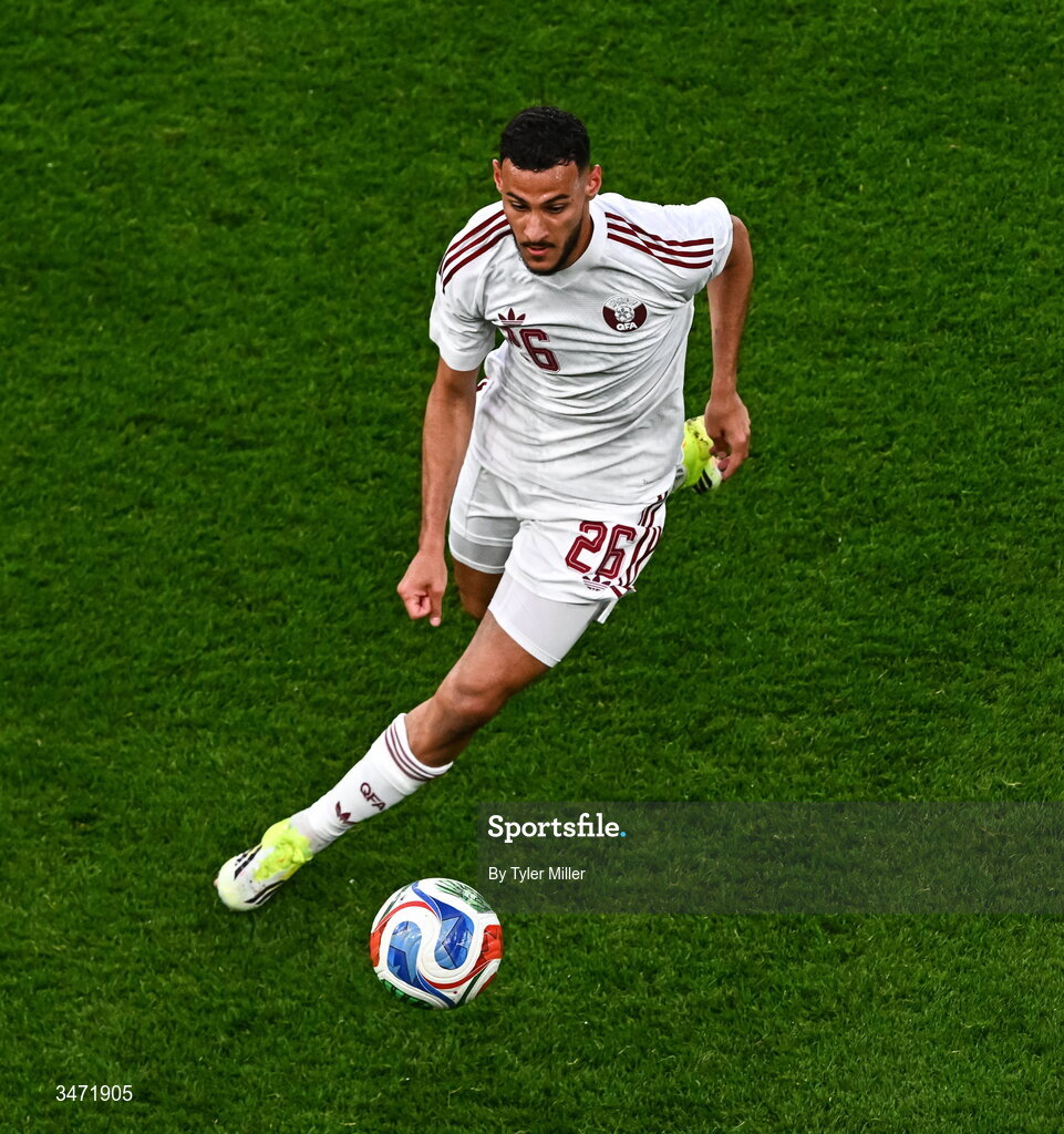 28 May 2026; Mohamed Al-Mannai of Qatar during the international friendly match between Republic of Ireland and Qatar at the Aviva Stadium in Dublin. Photo by Tyler Miller/Sportsfile