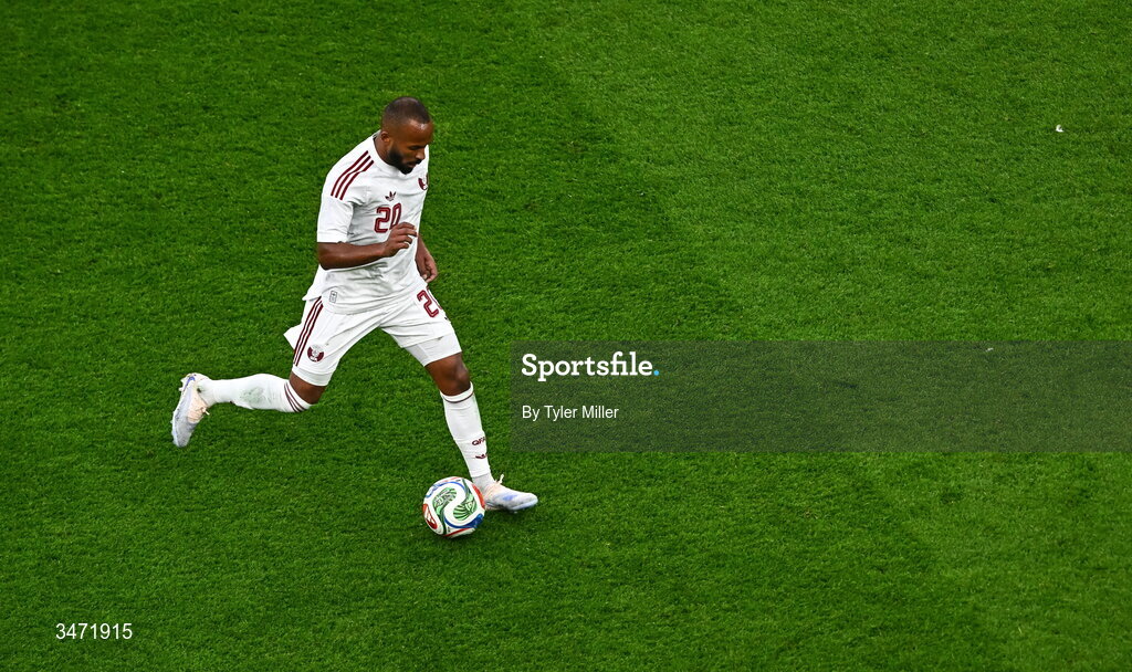 28 May 2026; Ahmed Fathi of Qatar during the international friendly match between Republic of Ireland and Qatar at the Aviva Stadium in Dublin. Photo by Tyler Miller/Sportsfile
