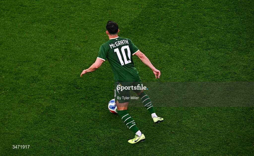 28 May 2026; Jamie McGrath of Republic of Ireland during the international friendly match between Republic of Ireland and Qatar at the Aviva Stadium in Dublin. Photo by Tyler Miller/Sportsfile