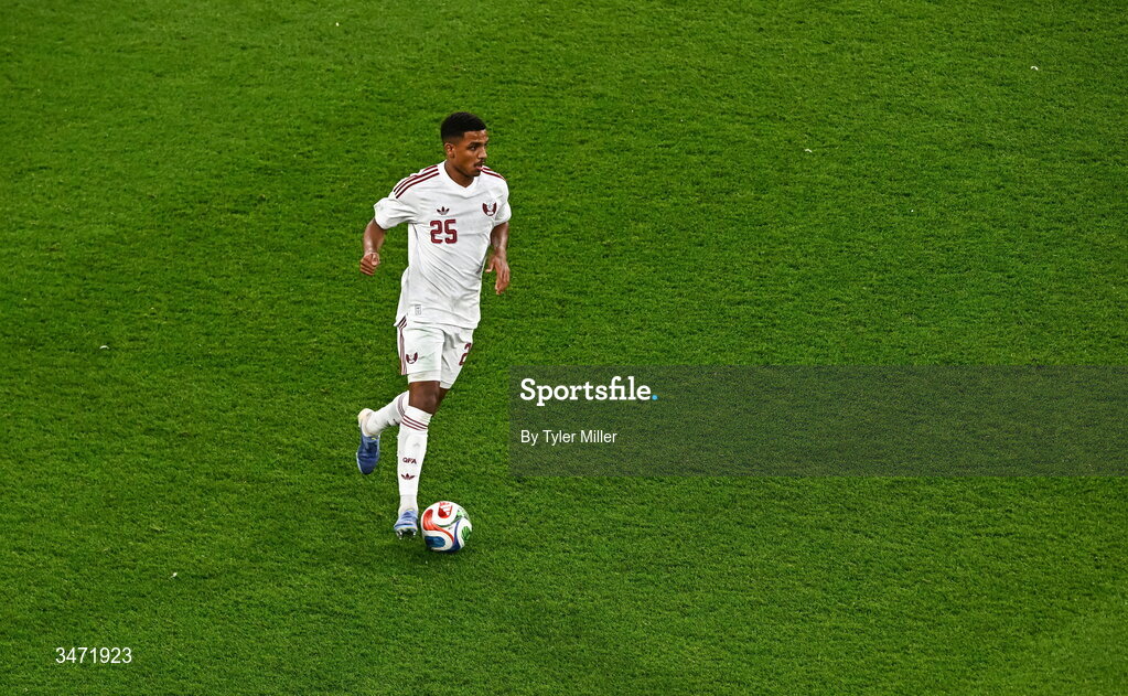 28 May 2026; Al Hashmi Al Hussain of Qatar during the international friendly match between Republic of Ireland and Qatar at the Aviva Stadium in Dublin. Photo by Tyler Miller/Sportsfile