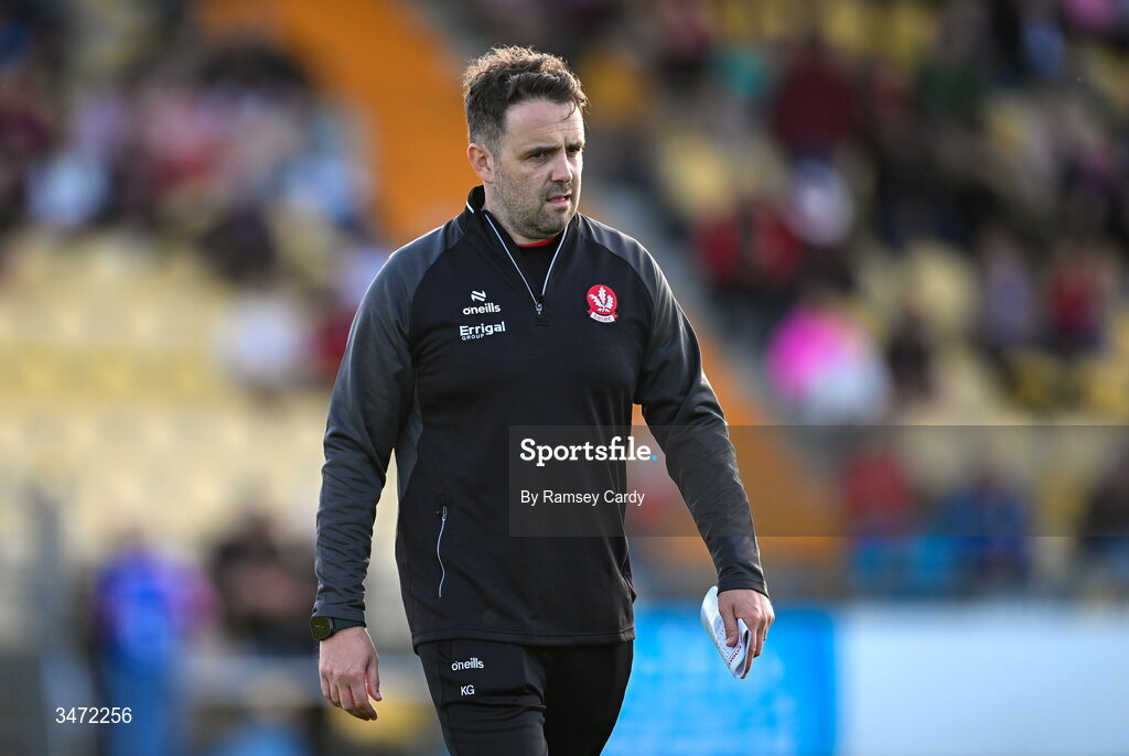 29 May 2026; Derry manager Kieran Glackin before the Electric Ireland Ulster GAA Football Minor Championship final match between Derry and Tyrone at O'Donnell Park in Letterkenny, Donegal. Photo by Ramsey Cardy/Sportsfile