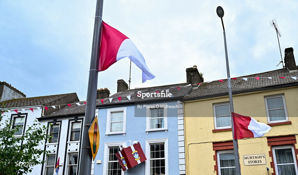 30 May 2026; Westmeath GAA flags and decorations in Mullingar before the GAA Football All-Ireland Senior Championship Round 1 match between Westmeath and Cavan at TEG Cusack Park in Mullingar, Westmeath. Photo by Piaras Ó Mídheach/Sportsfile