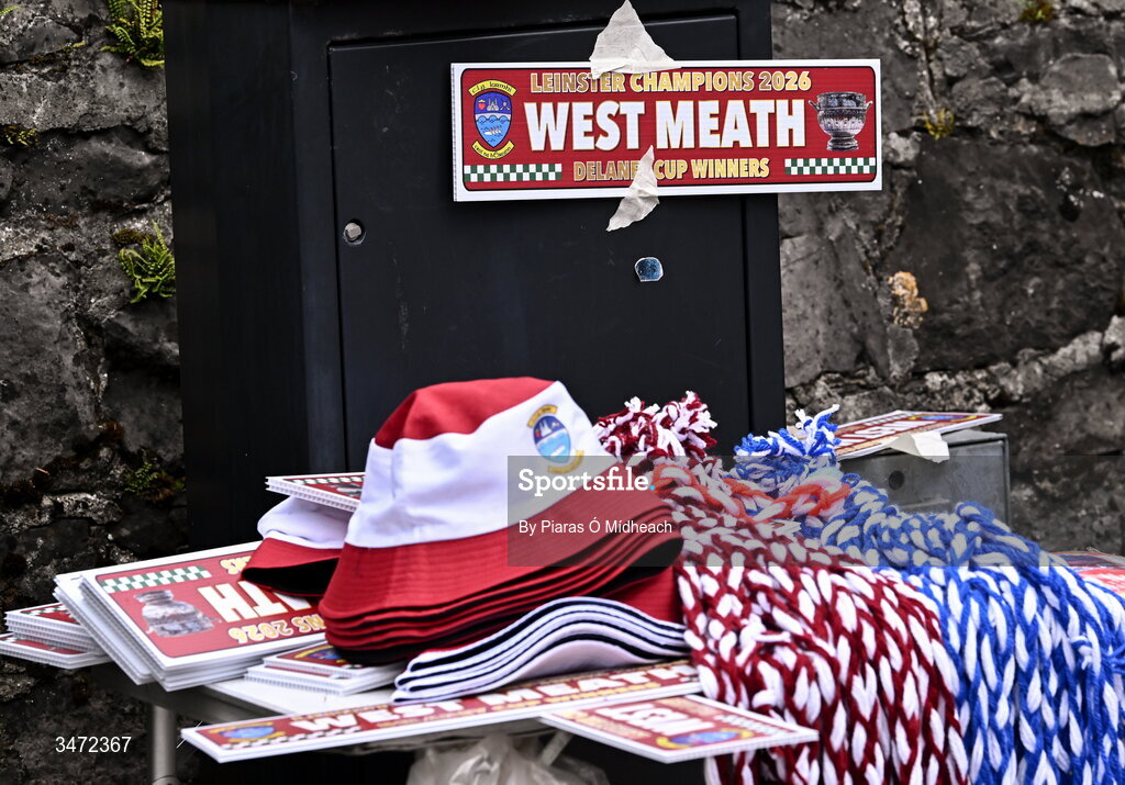 30 May 2026; Merchandise on sale in Mullingar before the GAA Football All-Ireland Senior Championship Round 1 match between Westmeath and Cavan at TEG Cusack Park in Mullingar, Westmeath. Photo by Piaras Ó Mídheach/Sportsfile