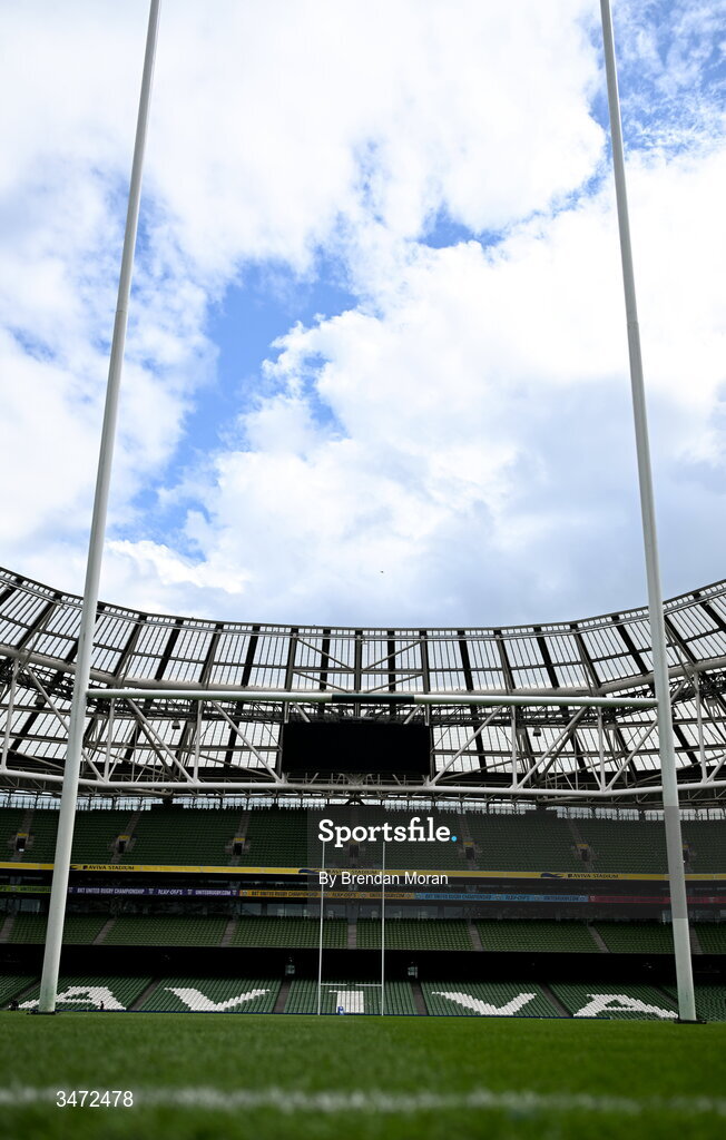 30 May 2026; A general view inside the stadium before the United Rugby Championship quarter-final match between Leinster and Lions at the Aviva Stadium in Dublin. Photo by Brendan Moran/Sportsfile