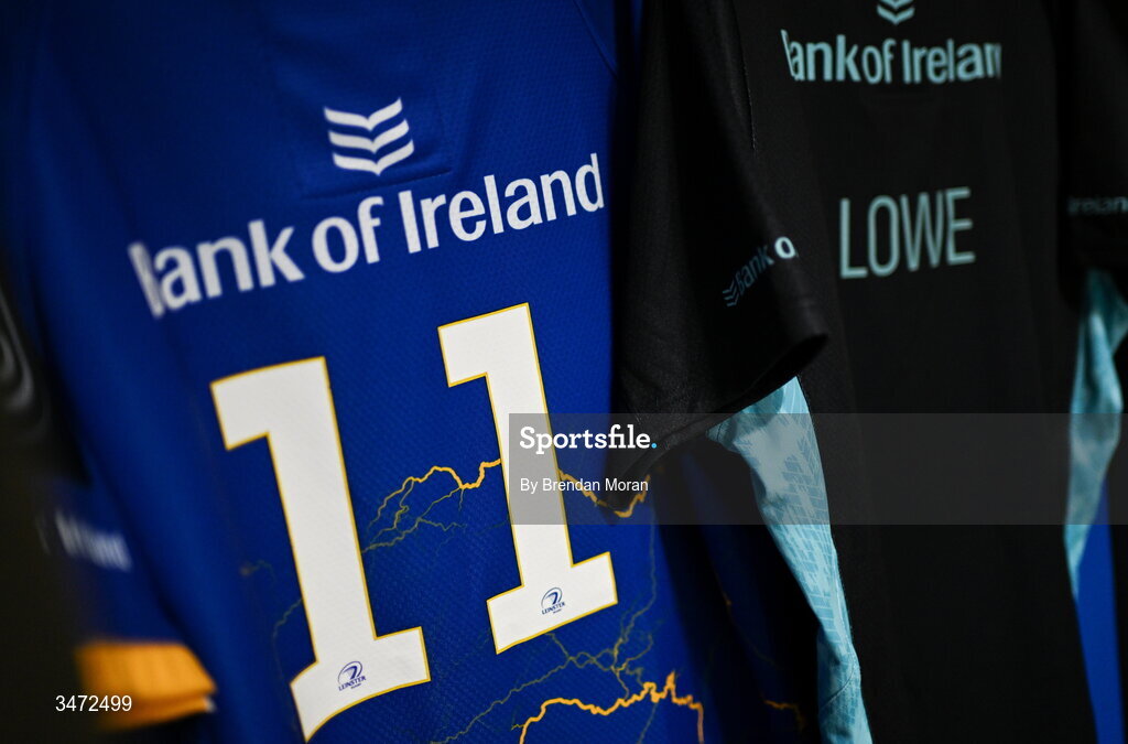 30 May 2026; The jersey of James Lowe in the Leinster dressingroom before the United Rugby Championship quarter-final match between Leinster and Lions at the Aviva Stadium in Dublin. Photo by Brendan Moran/Sportsfile