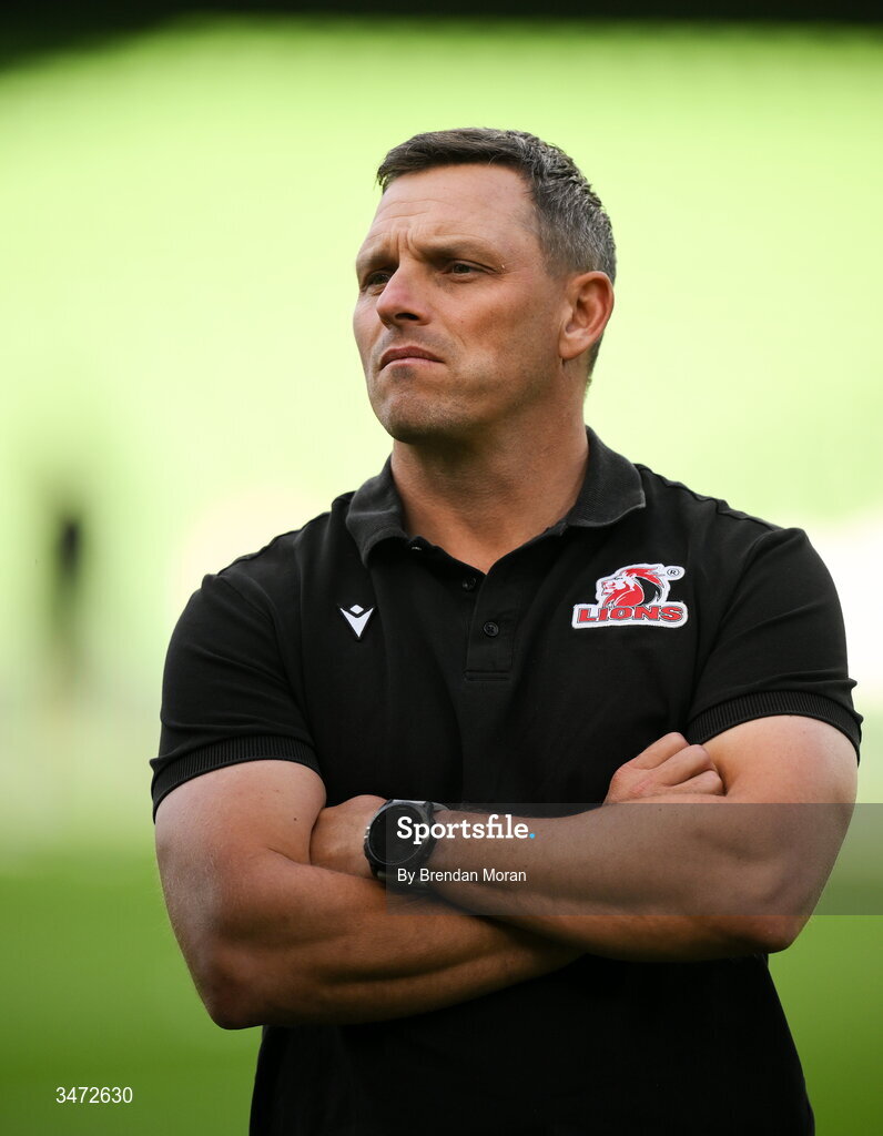 30 May 2026; Lions head coach Ivan van Rooyen before the United Rugby Championship quarter-final match between Leinster and Lions at the Aviva Stadium in Dublin. Photo by Brendan Moran/Sportsfile