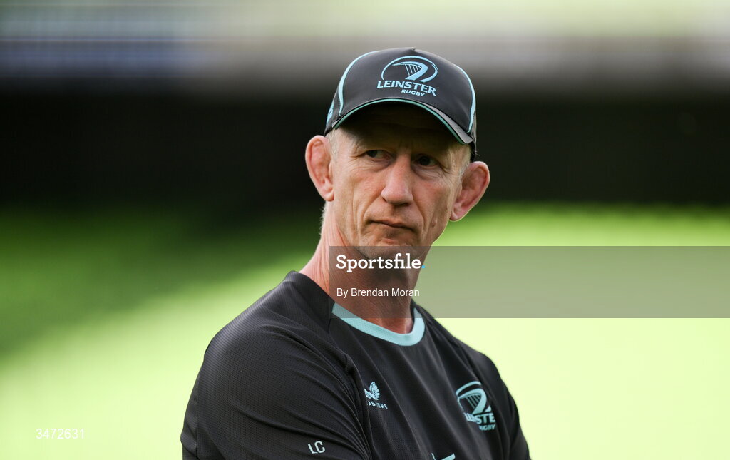 30 May 2026; Leinster head coach Leo Cullen before the United Rugby Championship quarter-final match between Leinster and Lions at the Aviva Stadium in Dublin. Photo by Brendan Moran/Sportsfile