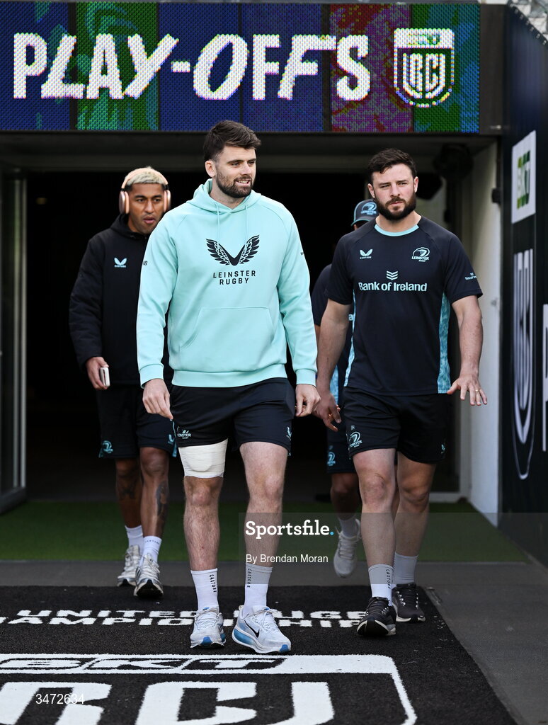 30 May 2026; Harry Byrne of Leinster before the United Rugby Championship quarter-final match between Leinster and Lions at the Aviva Stadium in Dublin. Photo by Brendan Moran/Sportsfile