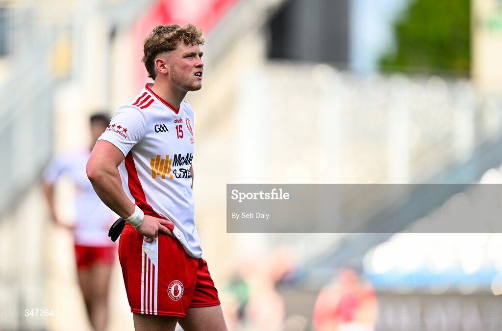 30 May 2026; Shea Mc Dermott of Tyrone during the Dalata Hotels Group GAA Football All-Ireland U20 Championship final match between Kerry and Tyrone at Croke Park in Dublin. Photo by Seb Daly/Sportsfile