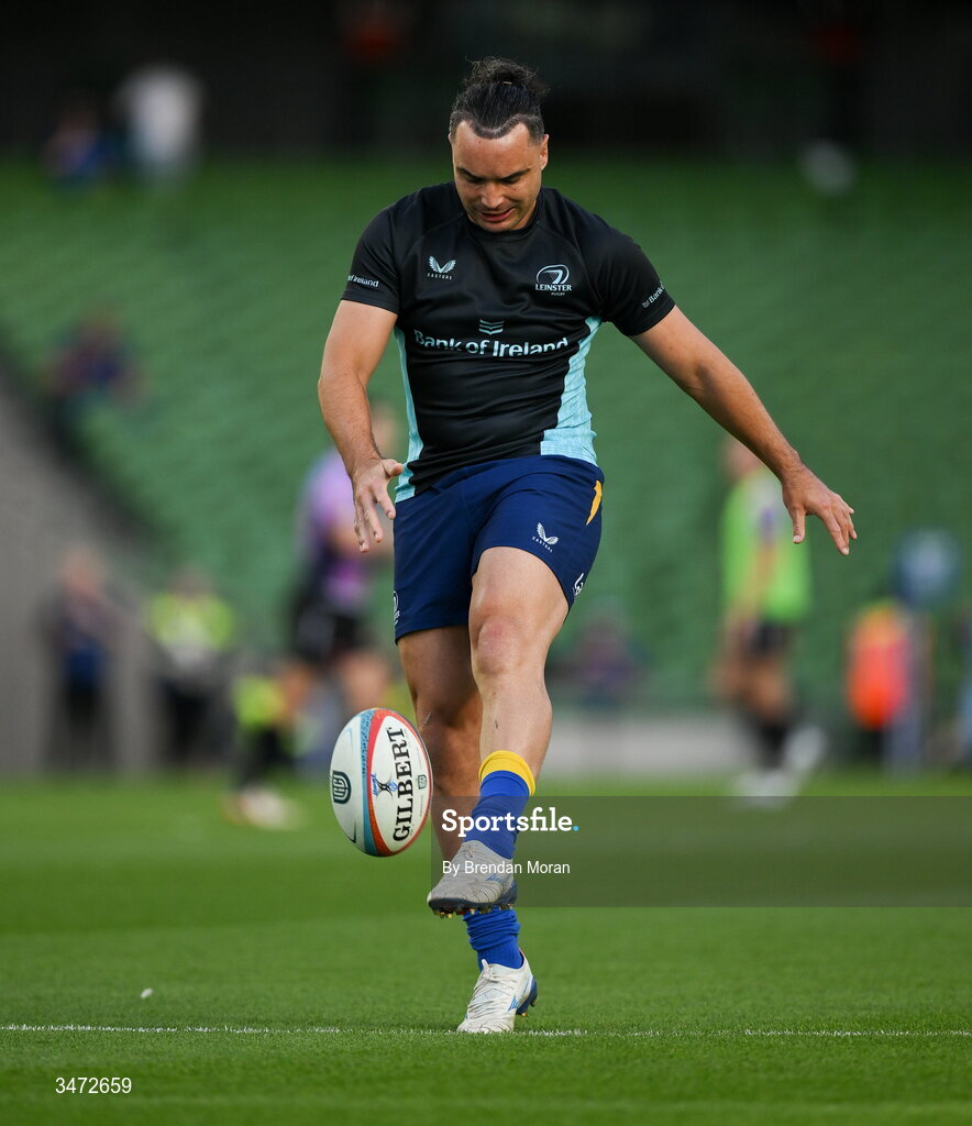 30 May 2026; James Lowe of Leinster before the United Rugby Championship quarter-final match between Leinster and Lions at the Aviva Stadium in Dublin. Photo by Brendan Moran/Sportsfile
