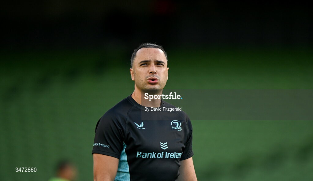 30 May 2026; James Lowe of Leinster before the United Rugby Championship quarter-final match between Leinster and Lions at the Aviva Stadium in Dublin. Photo by David Fitzgerald/Sportsfile