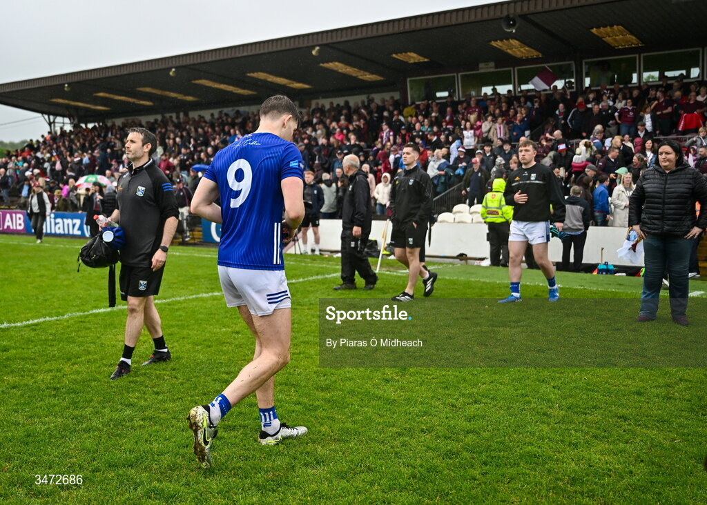 30 May 2026; Paddy Meade of Cavan leaves the pitch after his side's defeat in the GAA Football All-Ireland Senior Championship Round 1 match between Westmeath and Cavan at TEG Cusack Park in Mullingar, Westmeath. Photo by Piaras Ó Mídheach/Sportsfile