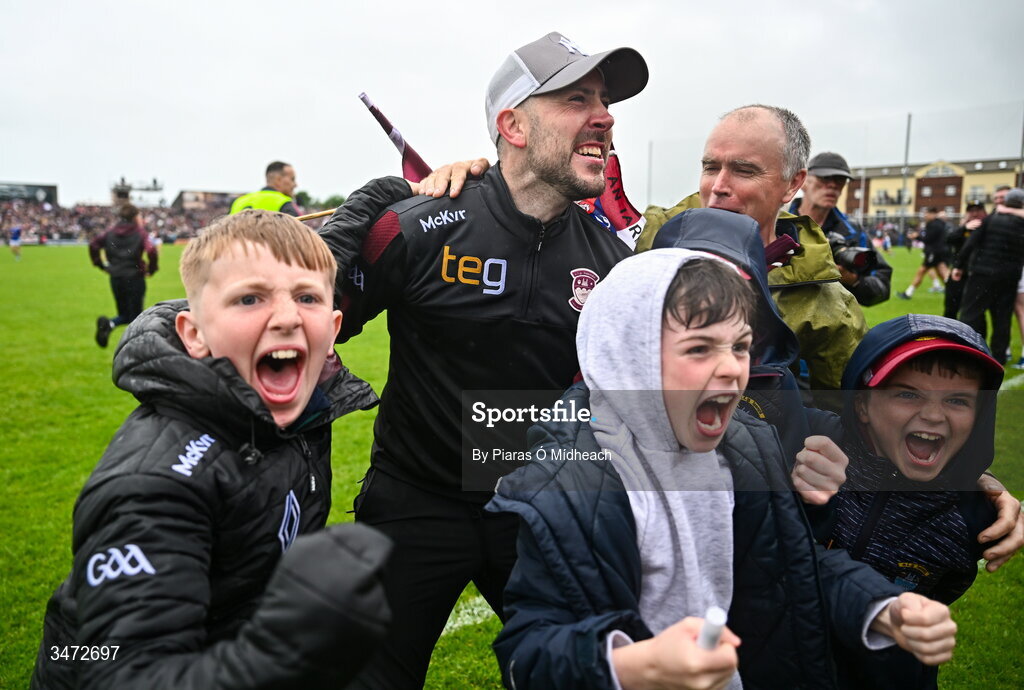 30 May 2026; Westmeath manager Mark McHugh celebrates with supporters after the GAA Football All-Ireland Senior Championship Round 1 match between Westmeath and Cavan at TEG Cusack Park in Mullingar, Westmeath. Photo by Piaras Ó Mídheach/Sportsfile